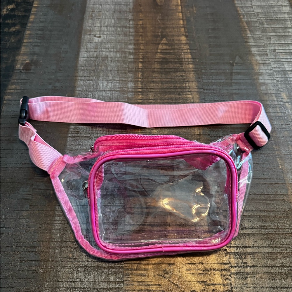 Fanny Pack Pink and Clear 2 Pockets Adjustable strap Great For Events and Arenas